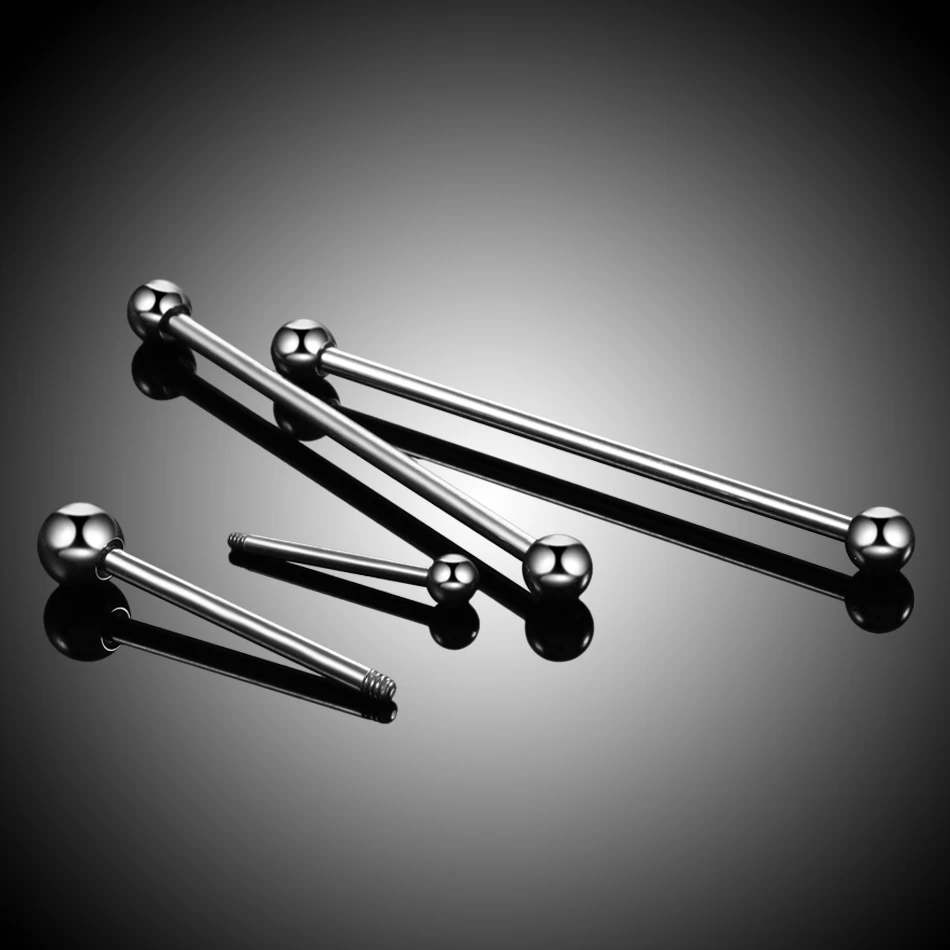 10PCS G23 Titanium Tongue Stud Barbell Ring Nipple Barbell Long Bar Ear Cartilage Industrial Barbell Earrings Piercing Jewelry