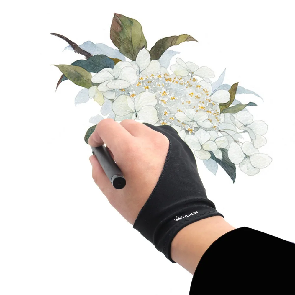 Huion-Gants de dessin anti-encrassement à deux doigts pour artiste, mitaines élastiques, marqueurs de exploration de tablette, sans peinture