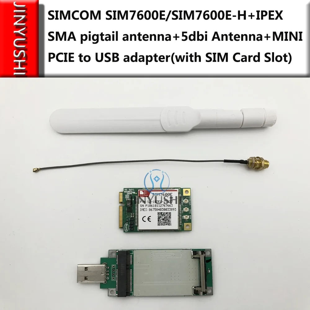 

SIMCOM SIM7600E/SIM7600E-H + IPEX SMA pigtail antenna+5dbi antenna+USB adapter with SIM card slot Multi Band LTE Module CAT4