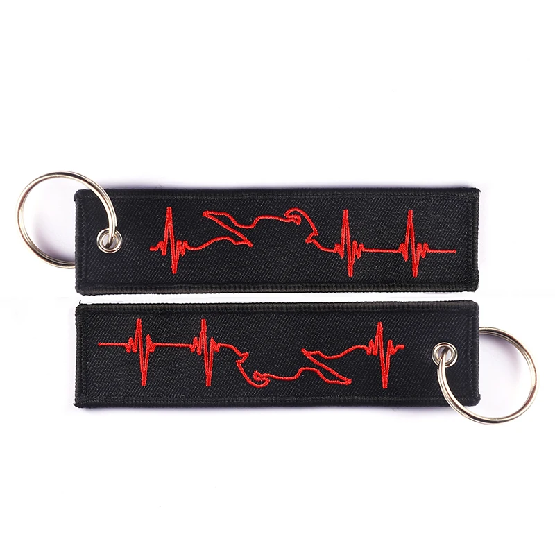 2PC/Lot Biker Heartbeat Keychains for Cars and Motorcycy Biker Keychain Keyring For Biker Lovers Motor key Fob llaveros moteros