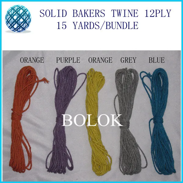 free shipping 200pcs/lot  solid bakers twine 15yards/bundle 2mm 12 ply solid DIY twine,plain divine twine 10 color wholesales