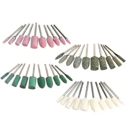 10PCS Wool Felt Ceramic Grinding Head Pointed Polishing Sesame Sponge Rubber abrasive Wheel 3mm Shaft Mounted For Rotary Tool