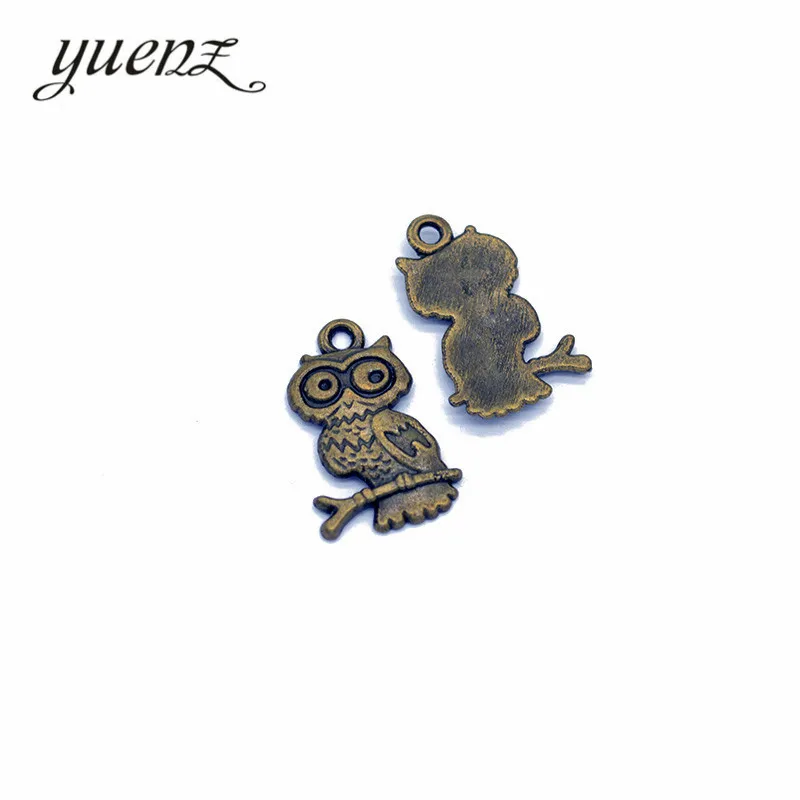 YuenZ 12pcs Antique Silver color Alloy Owl Charms DIY Earrings Necklace Jewelry Making Findings 23*15mm D153