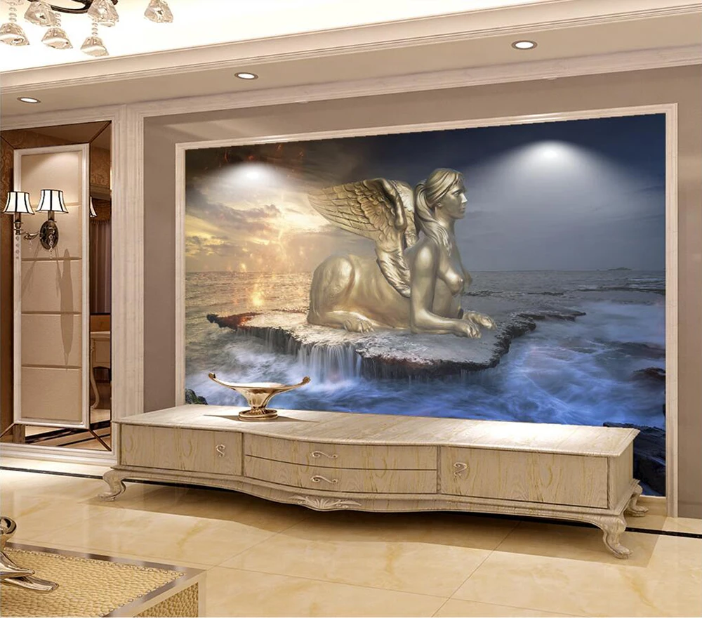 

Decorative wallpaper Retro style lion body background wall painting