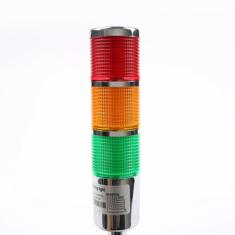 12V 24V Safety Stack Lamp Red Green Yellow Flash Industrial Tower Signal Light LED Sliver indicator light 3 layer with base