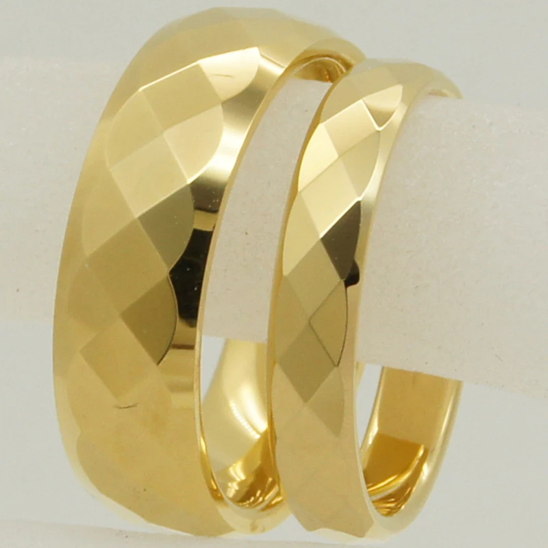 lady 3mm geometrical facet champagne gold plating hi-tech scratch proof wedding tungsten ring 1pc