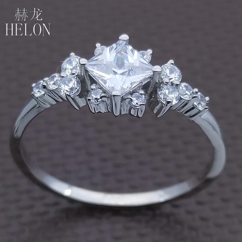 

HELON AAA Graded Cubic Zirconia Ring Sterling Silver 925 Engagement Wedding Women Trendy Fine Jewelry Elegant unique Gift Ring