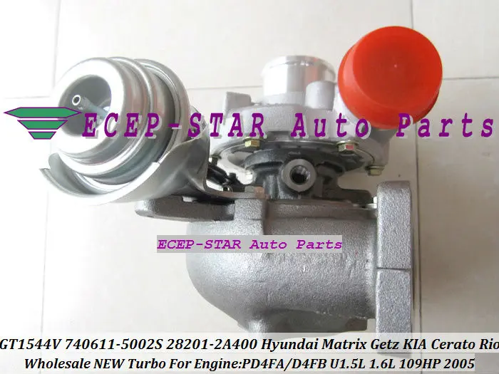 Turbocompresor GT1544V 740611-5002S 28201-2A400 740611 782403 para HYUNDAI Matrix Getz para KIA Cerato Rio 05 D4FA D4FB U 1.5L 109HP