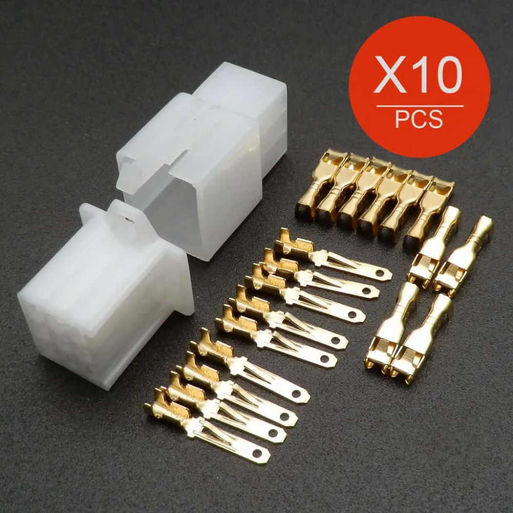 10 sets Female Male Cable Terminal Electrical Connector  Plug 2 3 4 6 9-way Pin  Universal Automotive 2.8mm Motorcycle ebike car