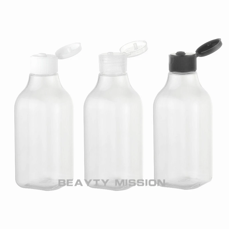 

BEAUTY MISSION 200ML 24 PCS/LOT Empty Clear Plastic Flip Screw Cap Bottle,Shampoo Square Cosmetic Essential Oil Bottle