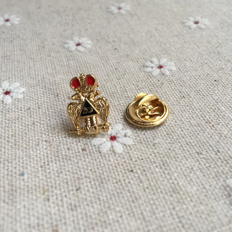 Double Headed Eagle Scottish 33rd red crown owl freemasonry masons lapel pin badges metal craft gifts souvenir brooches and pins