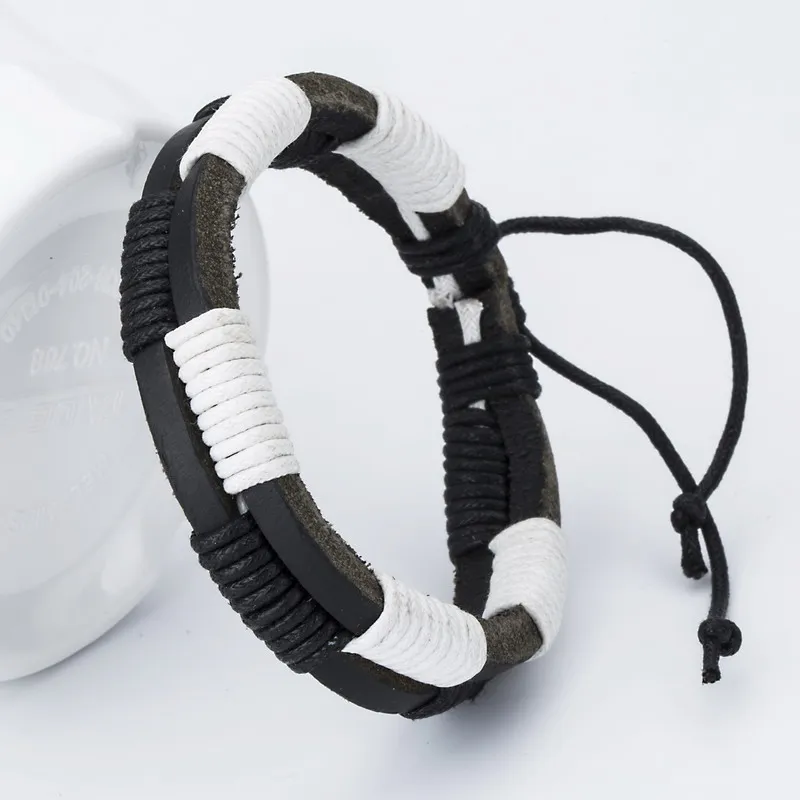 XQNI موضة قابل للتعديل اليدوية سحر الجلود الرجال النساء أساور نمط زوجين أساور DIY نسج التفاف الجلود سوار مجوهرات #3
