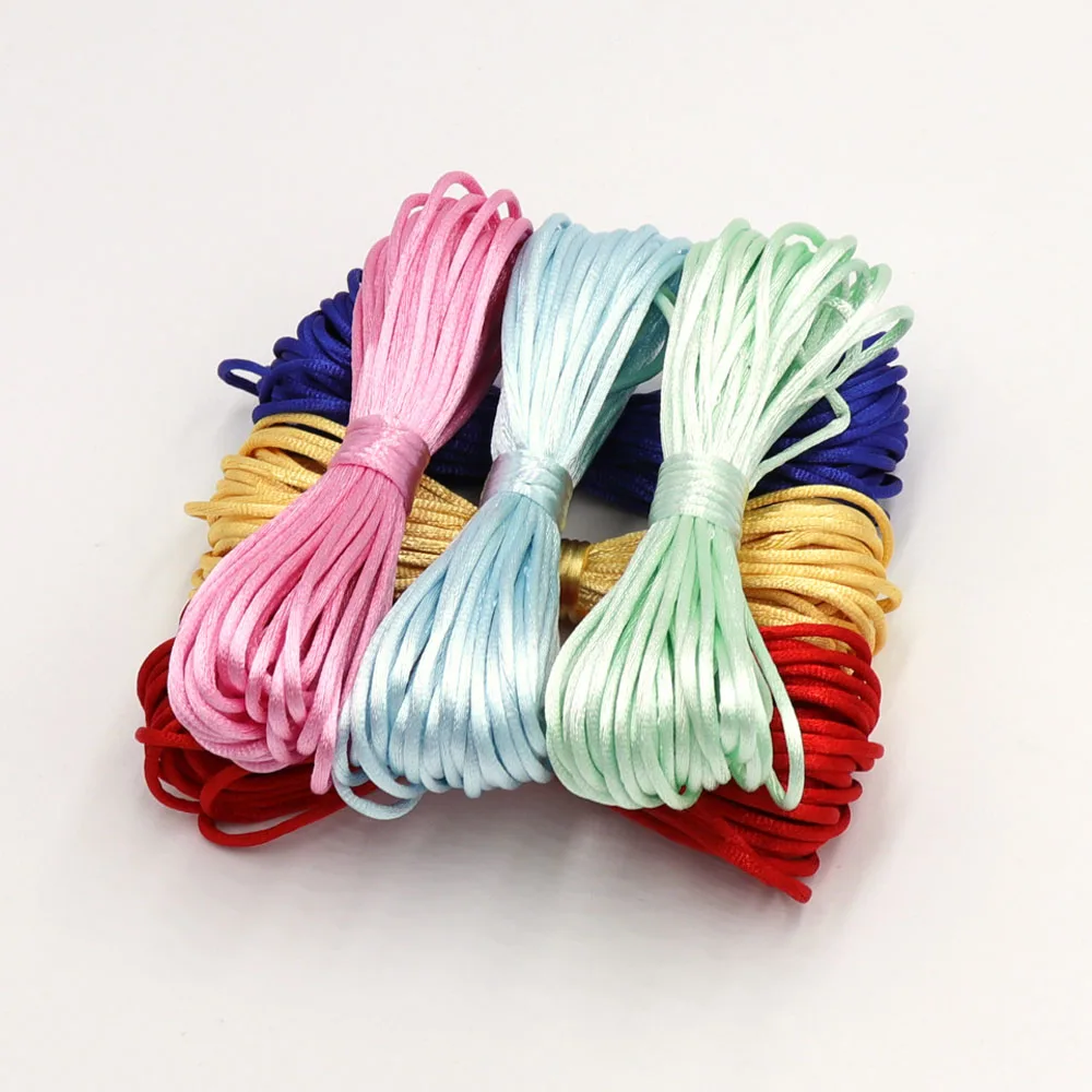 TYRY.HU MultiColor 10meter Satin Nylon Cord Solid Rope For Jewelry Making Beading Cotton Cord For Baby 2mm Braided Silk Cord