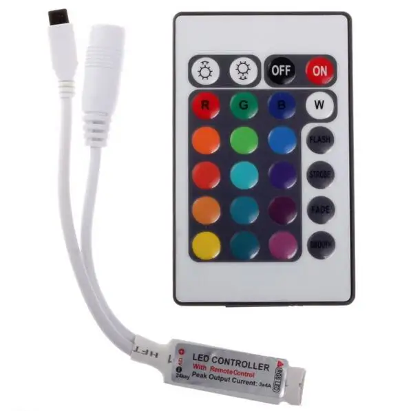 free shipping 3528 RGB Flexible 300 LED Tape + 24 keys IR Remote Controller, Single color white red green bluewithout controller