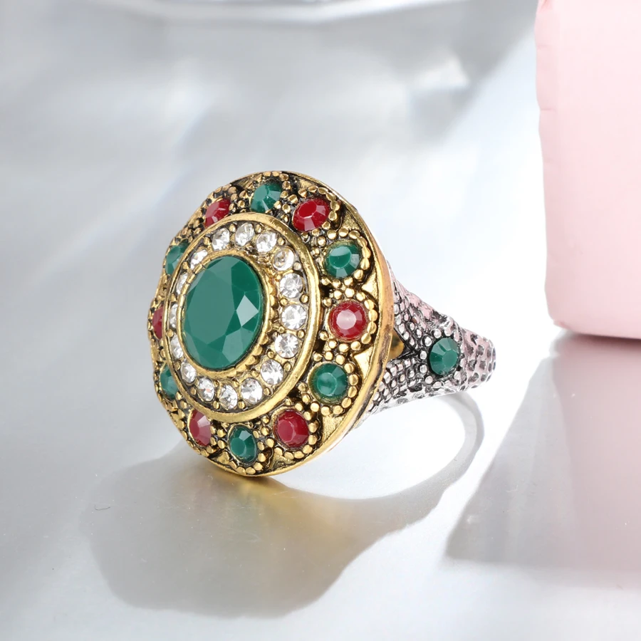 Vintage Ethnic Indian Wedding Rings For Women Flower Crystal Silver Color Ring Trendy Bohemian Jewelry 2018 Free Shipping