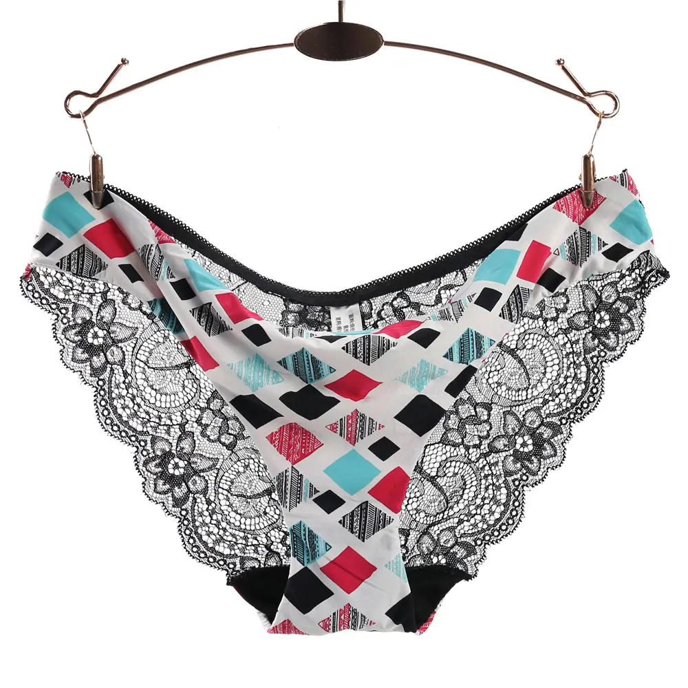 Women Sexy Lace Panty Semi Transparent Mesh Printing Underwear Leopard Print Briefs Ladies Low rise M-XXL Plus Size Lingerie Hot