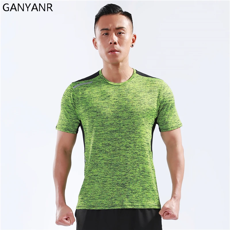 GANYANR Corsa e Jogging T Degli Uomini Della Camicia di Basket Tennis Abbigliamento Sportivo Tee Sport di Fitness Palestra Jogging Esercizio di Formazione Rashgard di Calcio Fit Asciutto