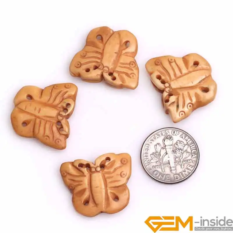 

18x23mm Small Animal Butterfly Carved Bone Cabochon Beads Loose Bead For Jewelry Making Bulk 4 PCS Wholesale