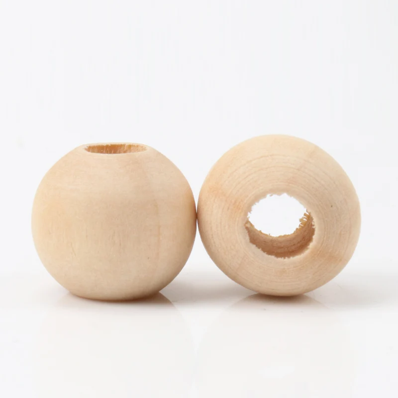 15mm 30pcs Big Hole Natural Flat round Wooden Wheel Beads Fit Jewelry Making DIY KL100