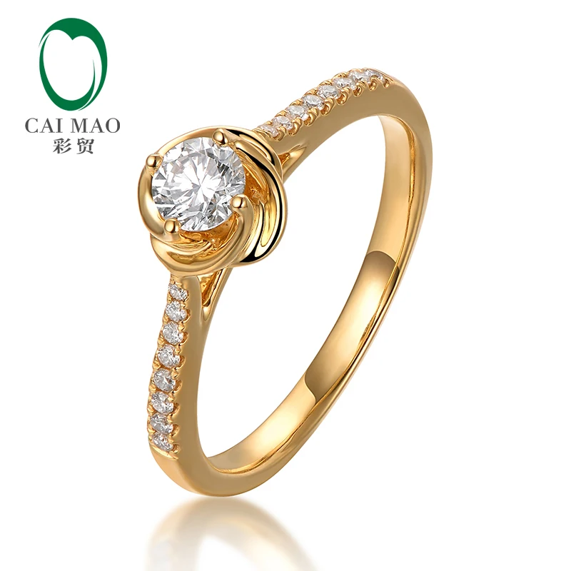 

CaiMao 0.27ct Natural Diamond 18k Yellow Gold Wedding Band Ring for Women Jewelry