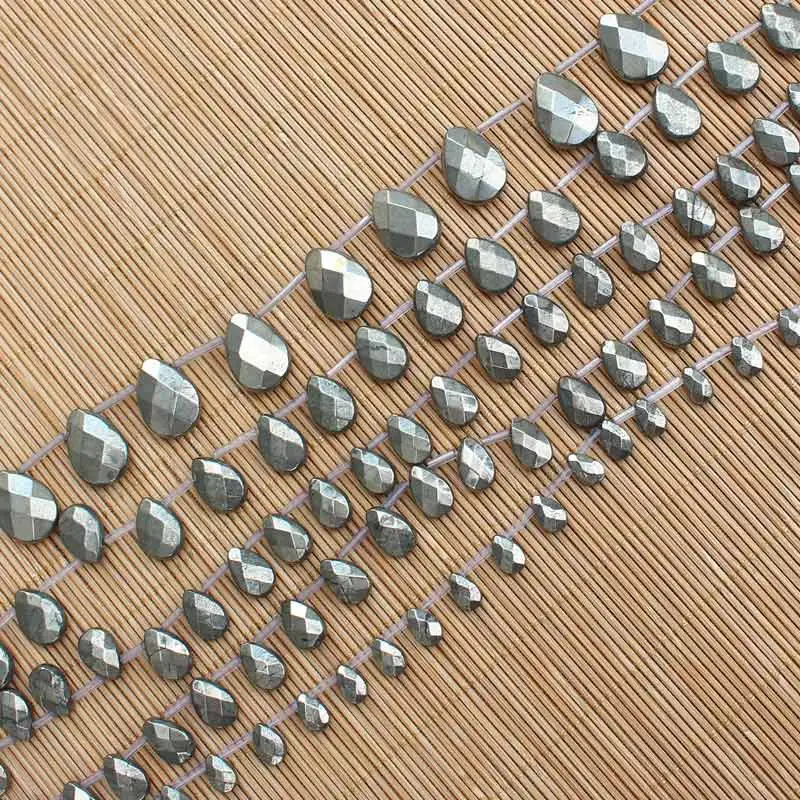 Natural Pyrite Faceted Plane waterdrop Beads 15inch per strand,For DIY Jewelry Making !We provide mixed wholesale for all items!