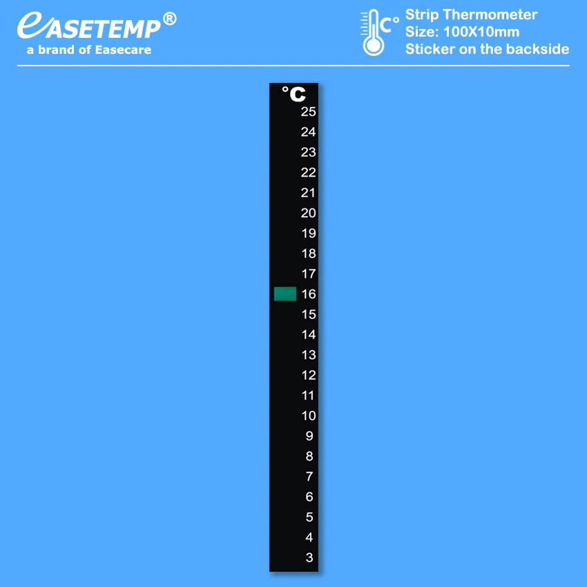 Thermometer Strip with Sticker on the backside, 3-25 degree in Celsius scale, 500pcs/lot, Free Shipping by DHL