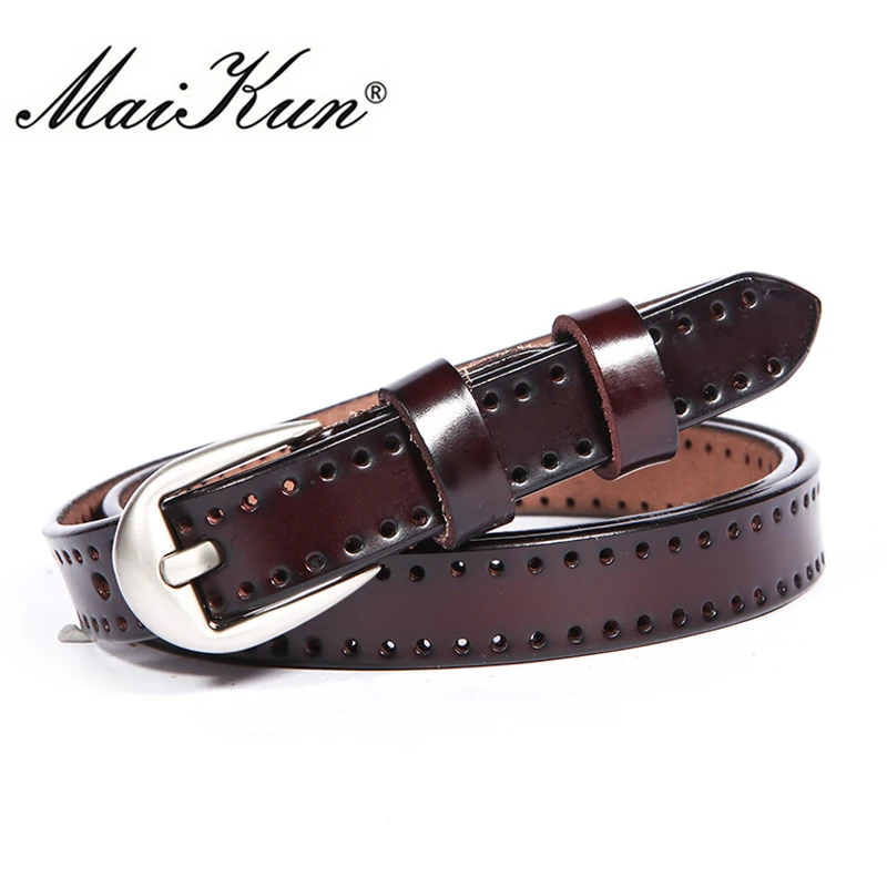 Vintage Hollow-out Pin Buckle Belts for Women Fashion Genuine Leather Belt Woman for Dresses Female Straps 8 Colors