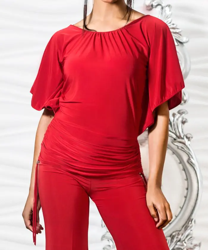 

modern dance Latin dance performance top bat sleeve cross cord back collar top T17007