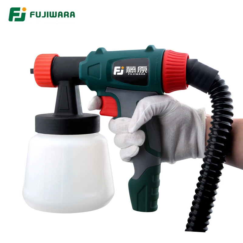 FUJIWARA 220V 800W Electric Spray Gun Split Type HVLP Paint Sprayer For Painting with Adjustable Flow Control 1.8m Hose