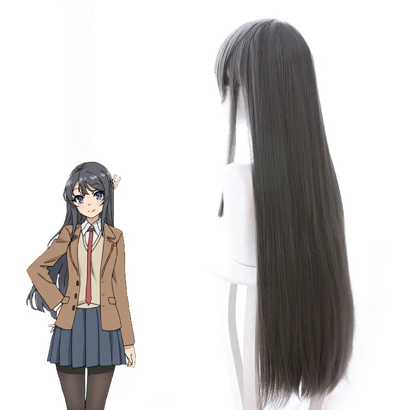 Sakurajima Mai Grigio Lunga Parrucca Cosplay Costume Seishun Buta Yarou wa Bunny Girl Senpai no Yume wo Minai Resistente Al Calore capelli