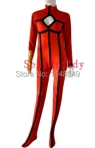 New Custom Made Red and Gold Spandex Zentai Suit Bodysuit