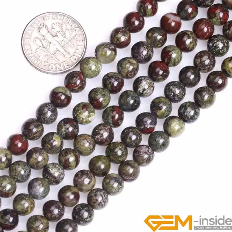 4/6/8/10/12mm A Grade Natural Round  Dark Green Dragon Blood Jaspers Stone Gem Stone Semi Precious  Beads For Jewelry Making 15\