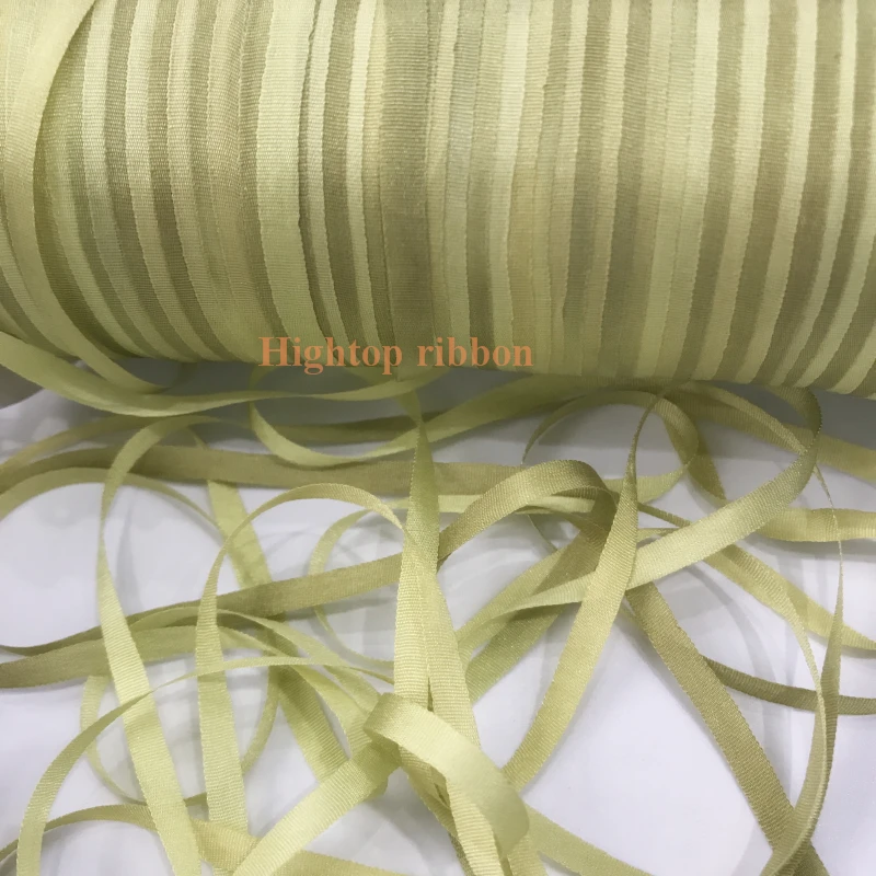 4mm yellow green variegated color 100% pure silk woven double face silk ribbons for embroidery handcraft project,gift packing