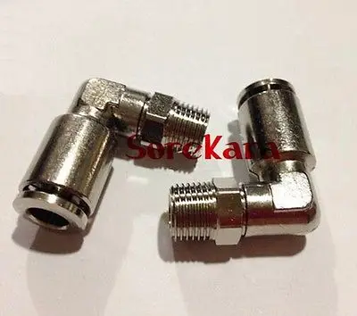 Pneumatic Nickel Brass ELbow Push In Connector Union Quick Release Air Fitting Plumbing M5 Male to Fit Tube O/D 6mm