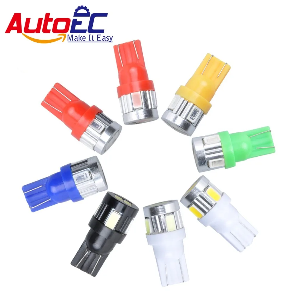 AutoEC 10 X Car Marker Lights T10 194 168 W5W  6 LED SMD5630 3W 12V 7colors red green yellow pink blue Automobiles Lamps #LB88