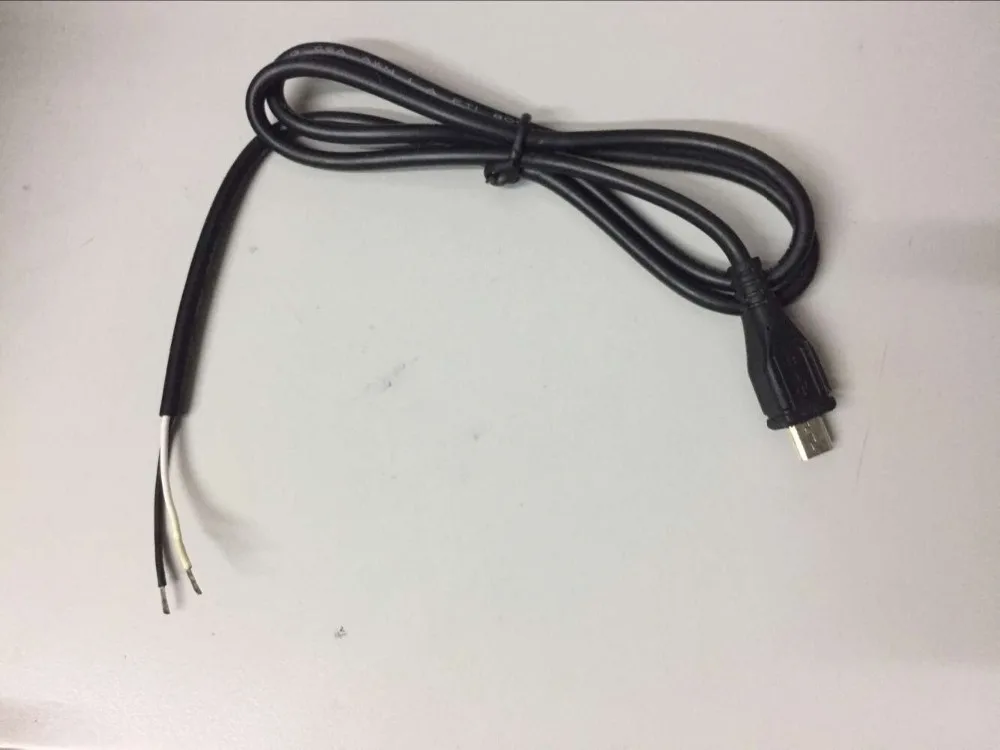 50pcsx high quality 0.7M 70cm Black micro Usb Male Plug 2 wire Power Cable Cord Connectors Maximum current 3A for DIY