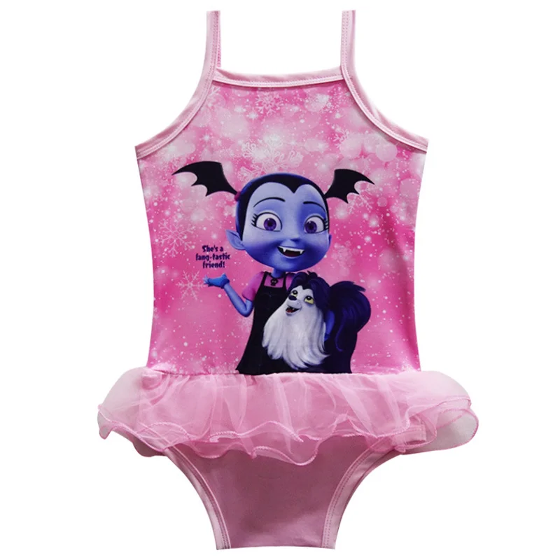 2018 nowy szlafrok fille Vampirina dziewczyny sukienka vaiana Bikini one piece Swim Bow wear dzieci mops dzieci trolle sukienka stroje kąpielowe