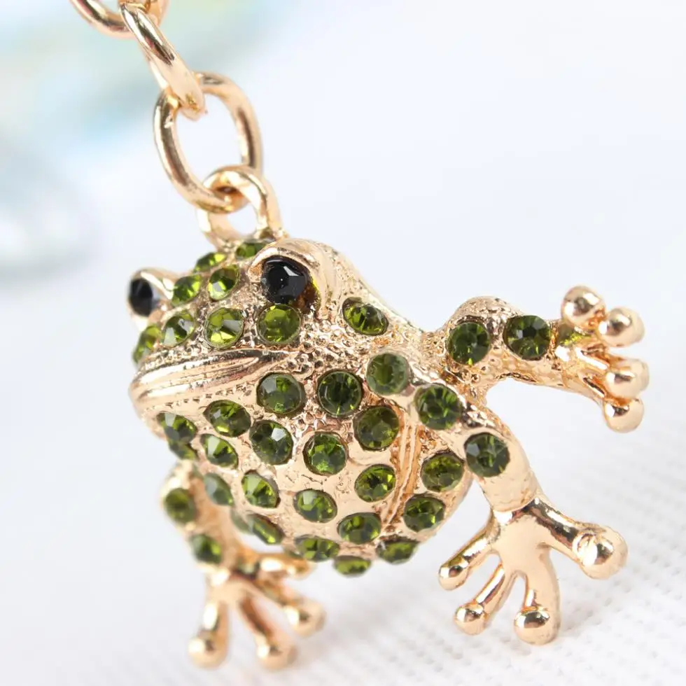 Lovely Frog Cute Animal Crystal Charm Purse Handbag Car Key Keyring Keychain Party Wedding Birthday Gift