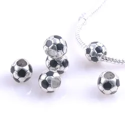 10MM 5Pcs Silver Plated Football Spacers Beads Fit Charms Bracelets Jewelry Handmade DIY extanpaa flfaocma DK-050-X