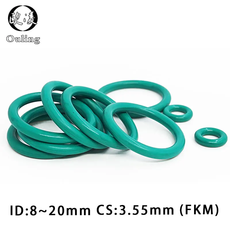 10PCS/lot Rubber Rings Green FKM O ring Seal CS3.55mm ID8/9/10/11/12/13/14/15/16/17/18/19/20mm Rubber O-Rings Seal Gasket Washer