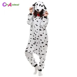 Adults Polar Fleece Kigurumi Women Dalmatian Dog Costume Men Animal Onesies Pajamas Halloween Carnival Party Jumpsuit Clothing