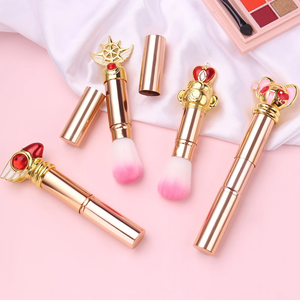 Retractable Foundation Makeup Powder Blush Beauty Brushes Travel Cosmetic Cute Cardcaptor Sakura Card Loose Powder