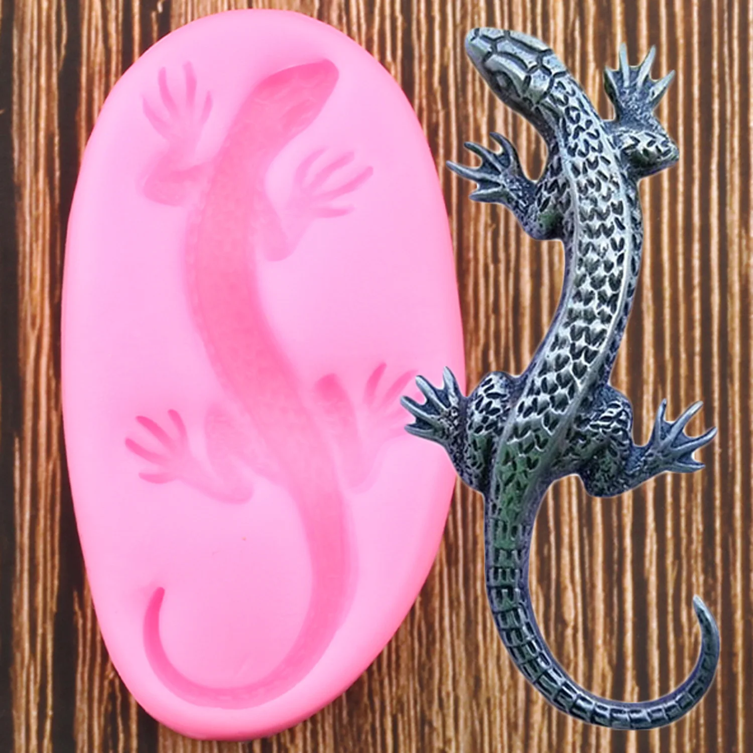 3D Lizard Gecko Silicone Mold Fondant Polymer Clay Resin Molds Cake Decorating Tools Chocolate Candy Gumpaste Moulds