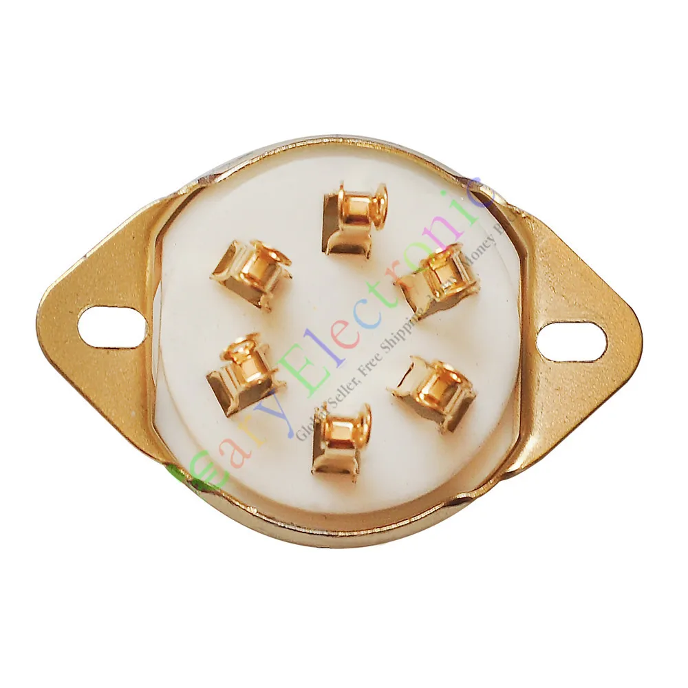 Wholesale and retail 4pc 6pin Gold Ceramic vacuum tube sockets valve Fr 310 366 audio amps radio DIY free shipping