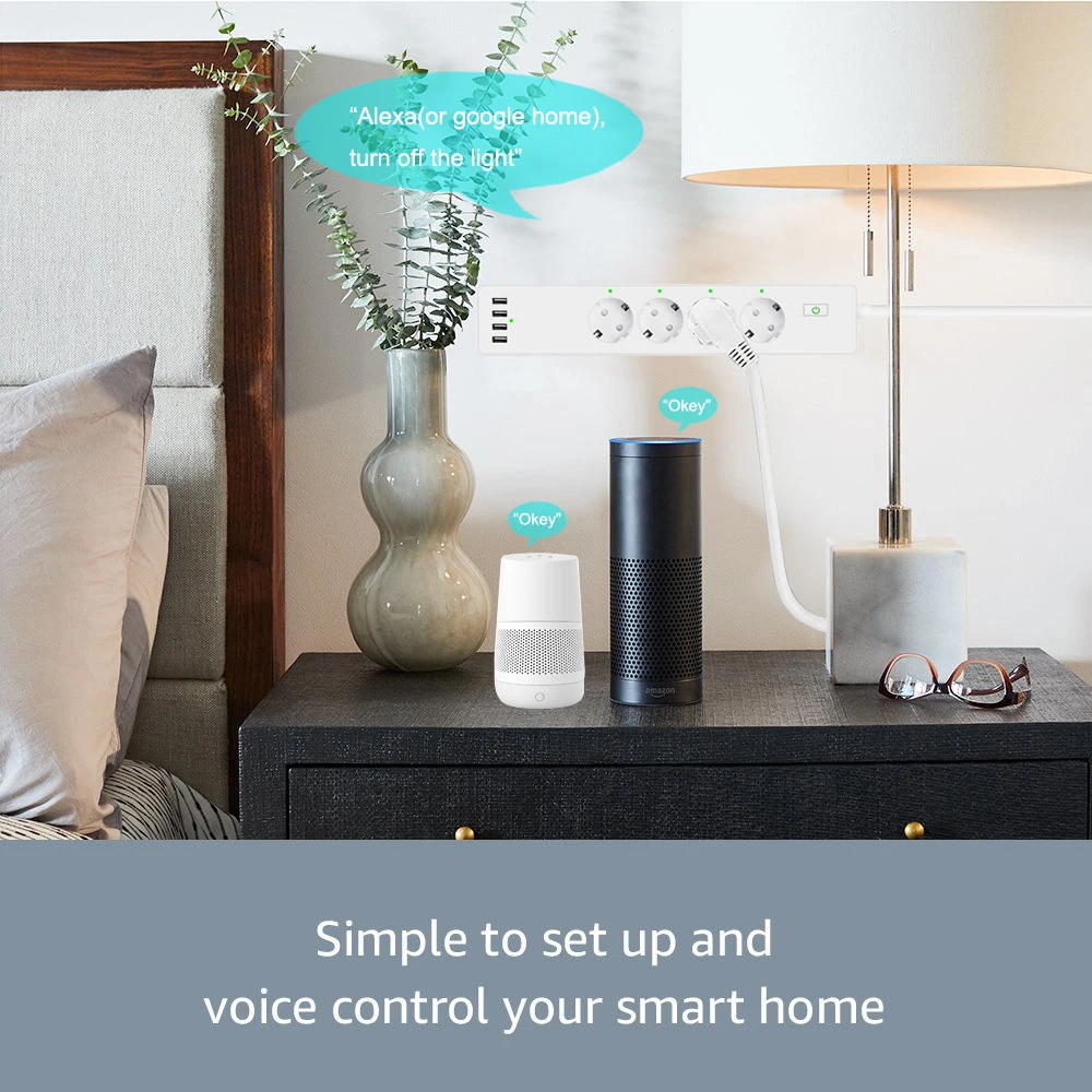 Французский стандарт WiFi умная полоса питания 4 типа E розетки 4 USB порта приложение Smart Life и голосовая поддержка Alexa Google Home