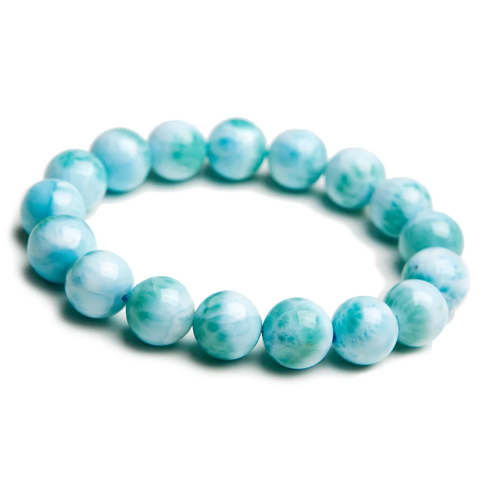 

Natural Blue Larimar Gemstone Round Beads Bracelet 12mm Larimar Dominica Gemstone Larimar Stretch Water Pattern Genuine AAAAAA