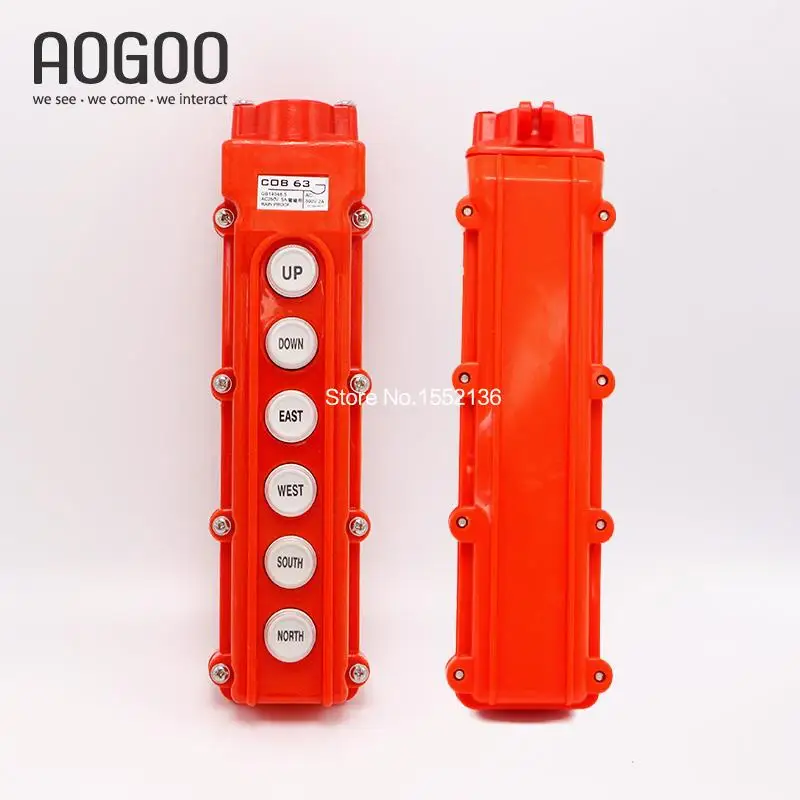 COB-63(CLD 63) Waterproof Hoist Crane Pendant Control Station Push Botton 6 Buttons/Switch 6 Ways Romate Control