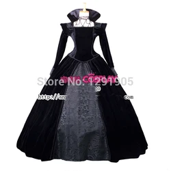 luxury venice carnival gown black evil queen once upon a time Regina Medieval Renaissance Gown queen Dress Victorian Belle