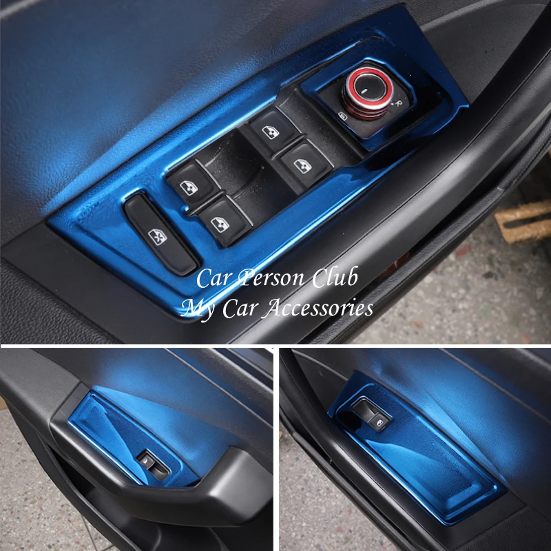 Interior For VW Volkswagen T-ROC LHD 2017 2018 2019 Window Control Panel Glass Lift Switch Frame Cover Trim Car Accessories 4Pcs