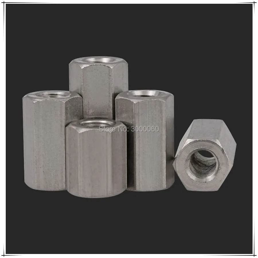 M10 DIN6330 Stainless Steel 304 Female To Female Long Hexagon Rod Coupling Nut 10pcs/lot